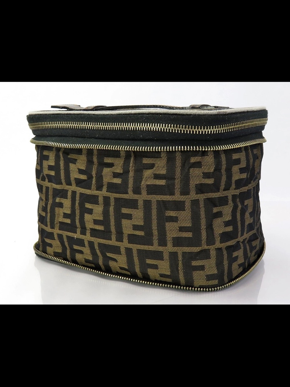 Fendi Black and Brown FF Canvas Toiletry Case